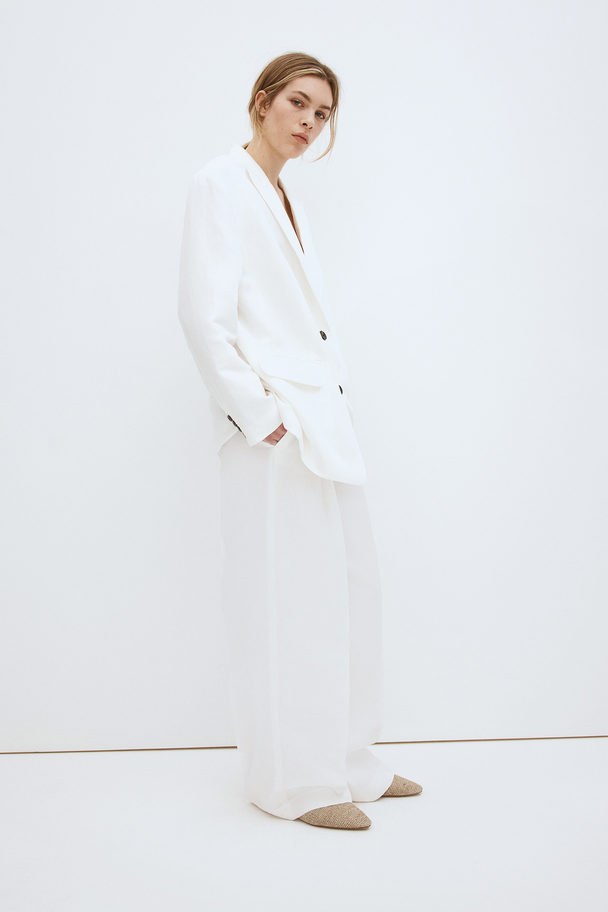 H&M Elegante Hose aus Leinenmix Weiß