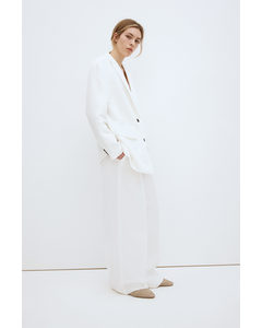 Tailored Linen-blend Trousers White