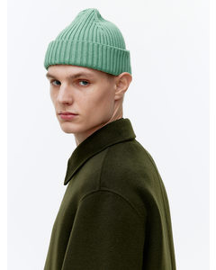 Ribbed Cotton Beanie Green