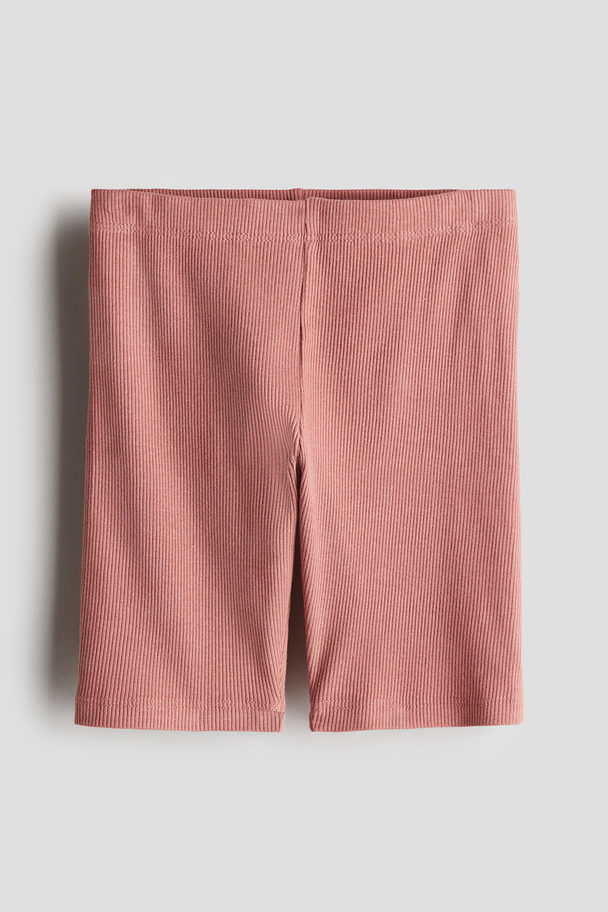 H&M Ribbed Cycling Shorts Light Rust Red