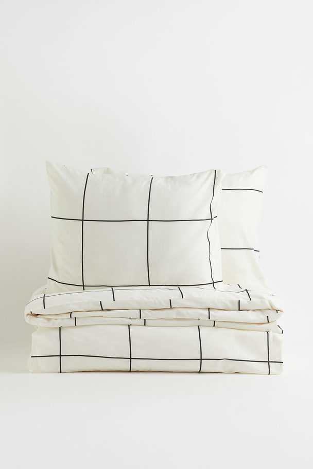 H&M HOME Dekbedset - Tweepersoons Wit/zwart Geruit