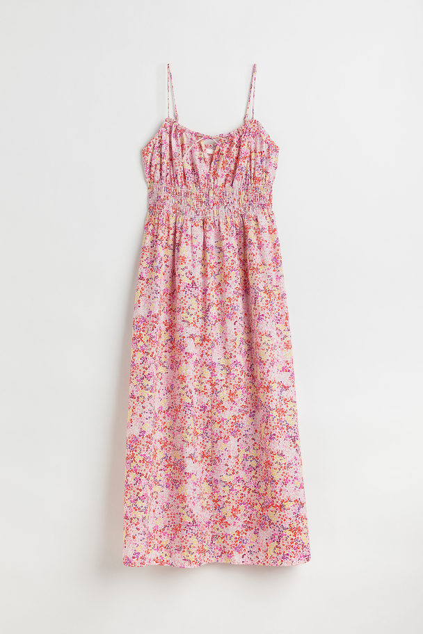 H&M Smocked Cotton Dress Pink/floral
