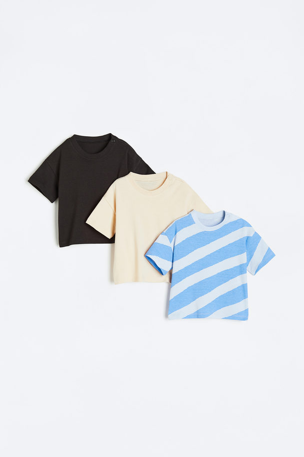 H&M 3-pack T-shirts Blue/patterned