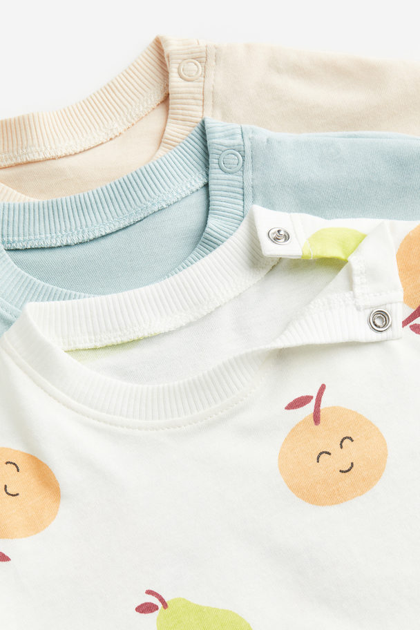 H&M Set Van 3 T-shirts Wit/fruit