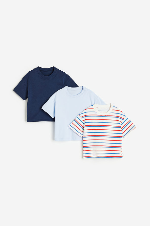 H&M 3-pack T-shirts White/striped