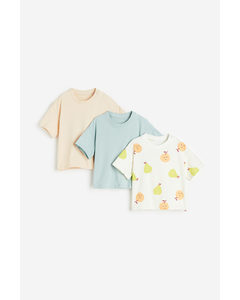 3-pack T-shirts White/fruits