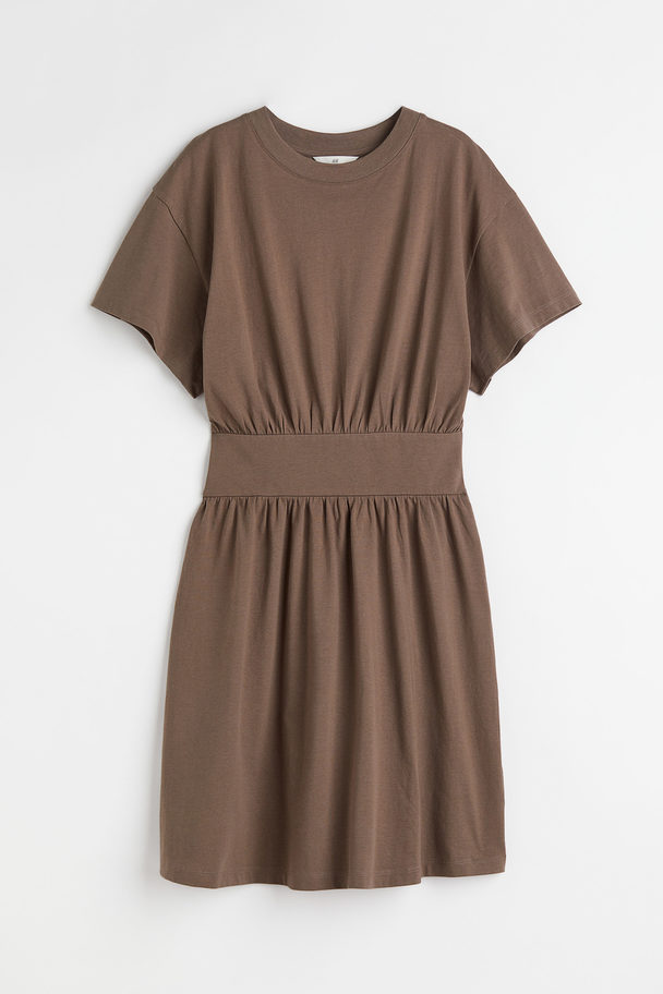 H&M Kurzes Jerseykleid Dunkles Taupe