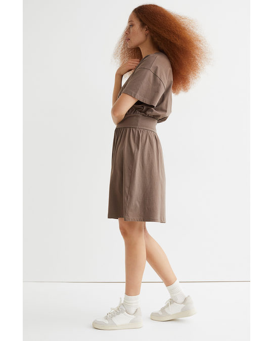 H&M Short Jersey Dress Dark Mole
