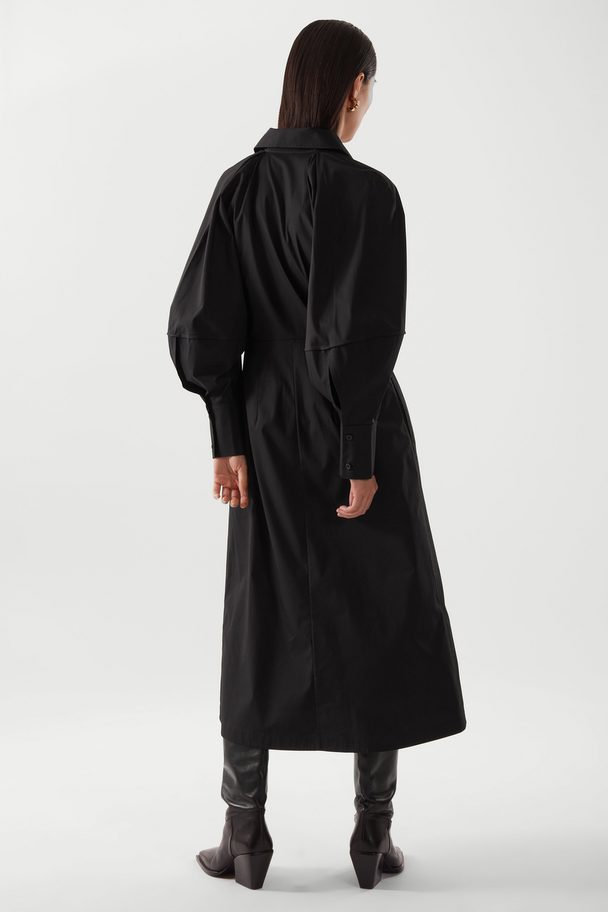 COS Waisted Midi Shirt Dress Black