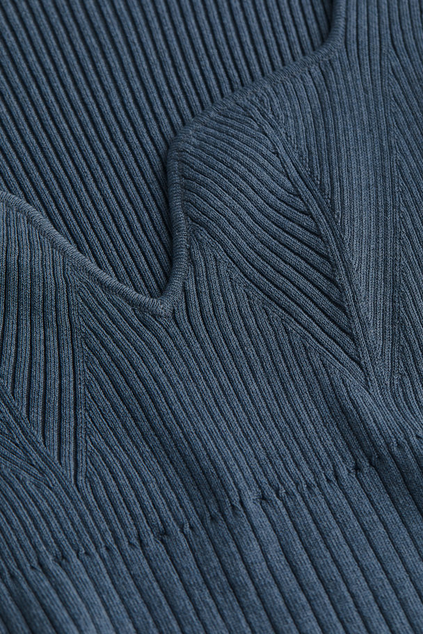 H&M Rib-knit Bodycon Dress Pigeon Blue