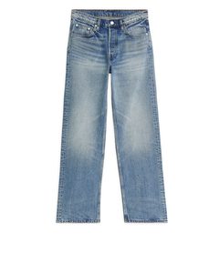 Straight Non-stretch Jeans Washed Blue