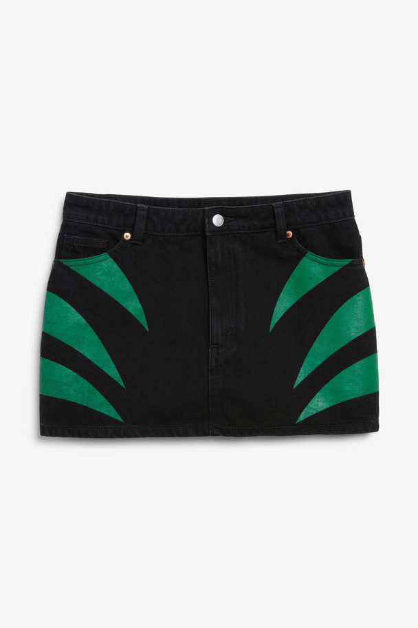 Monki Monki × Iggy Jeans Denim Mini Skirt Green Spikes