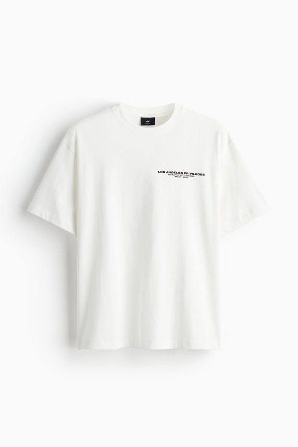 H&M Loose Fit T-shirt Med Trykk Hvit/los Angeles