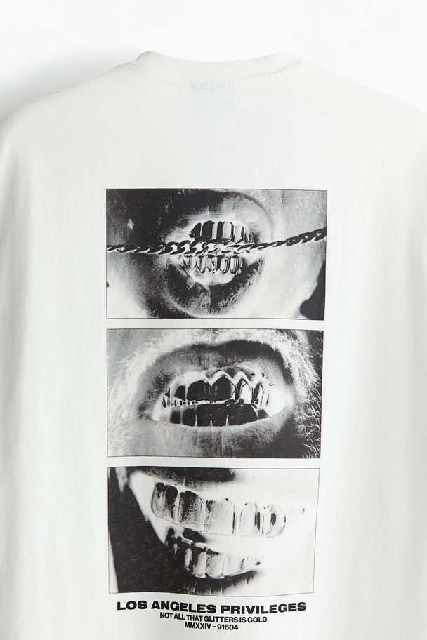 H&M T-shirt Met Print - Loose Fit Wit/los Angeles