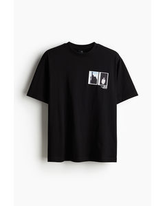 Loose Fit Printed T-shirt Black/blue Forever