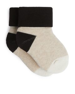 Frottee-Socken Schwarz/Beige