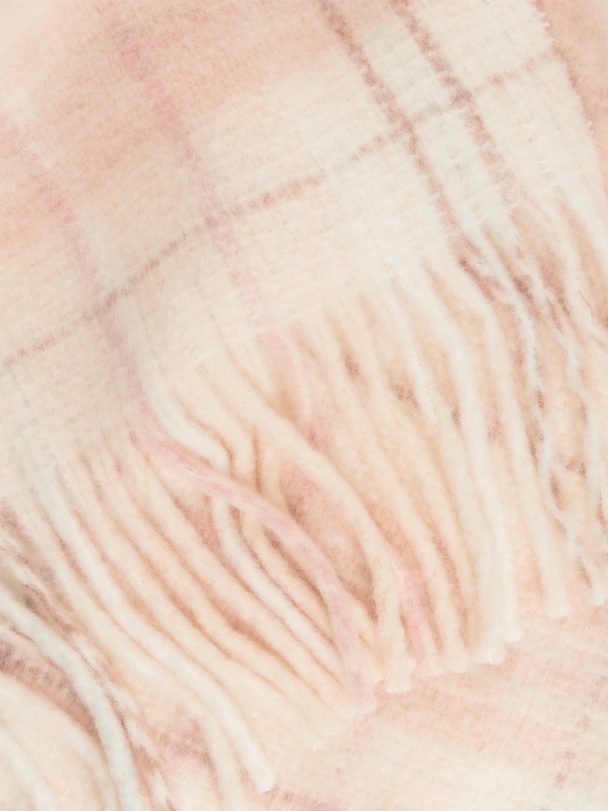 Arket Check-pattern Wool Scarf Off White/pink
