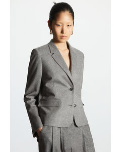 Regular-fit Cropped Wool-blend Blazer Grey