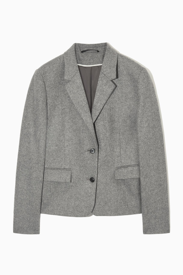 COS Regular-fit Cropped Wool-blend Blazer Grey