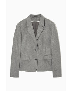 Regular-fit Cropped Wool-blend Blazer Grey
