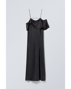 Elia Long Off Shoulder Dress Dark Grey