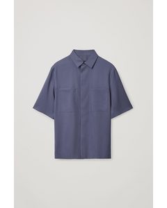 Relaxed-fit Patch Pocket Shirt Washed Navy
