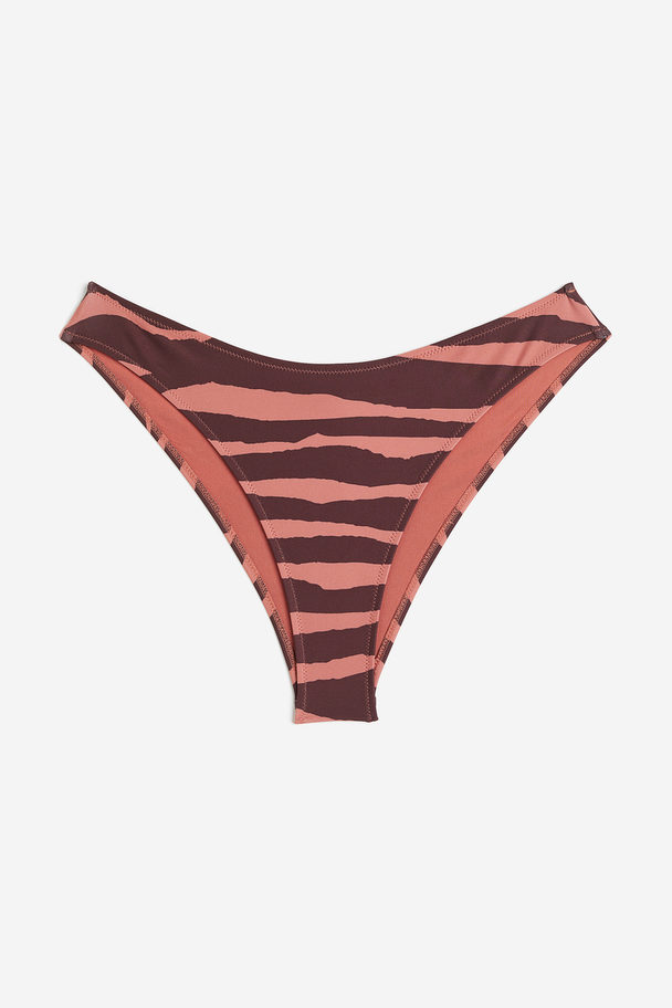 H&M Bikinihose Brazilian Ziegelrot/Zebramuster