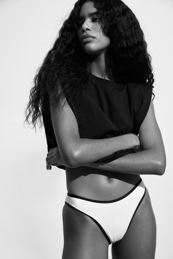 H&M Bikinihose Brazilian Weiß/Schwarz
