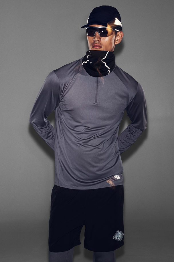 H&M DryMove™ Sportshirt mit Zipper Dunkelgrau