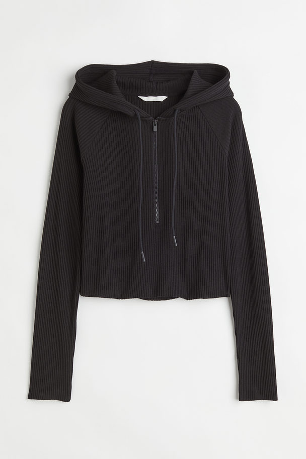 H&M Korte Capuchonsweater Zwart