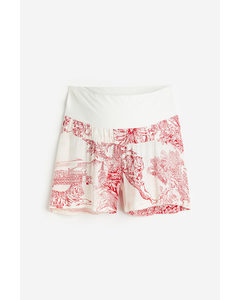 Mama Pull-on Shorts White/red Patterned