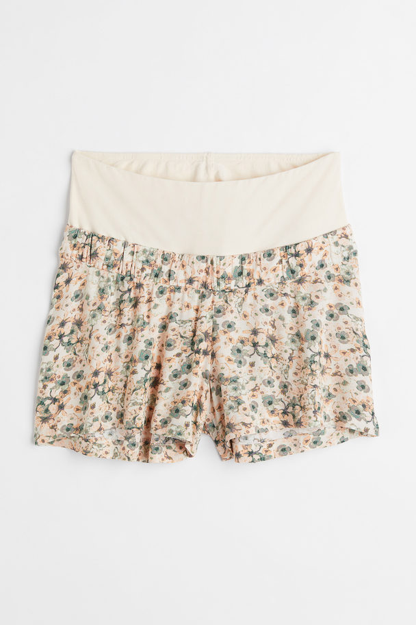 H&M Mama Pull-on Shorts Light Beige/floral