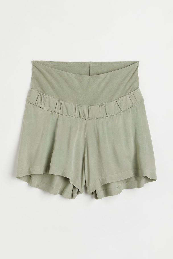 H&M Mama Pull-on Shorts Light Khaki Green