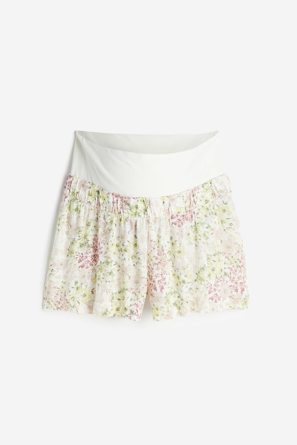 H&M Mama Pull-on Shorts Cream/floral