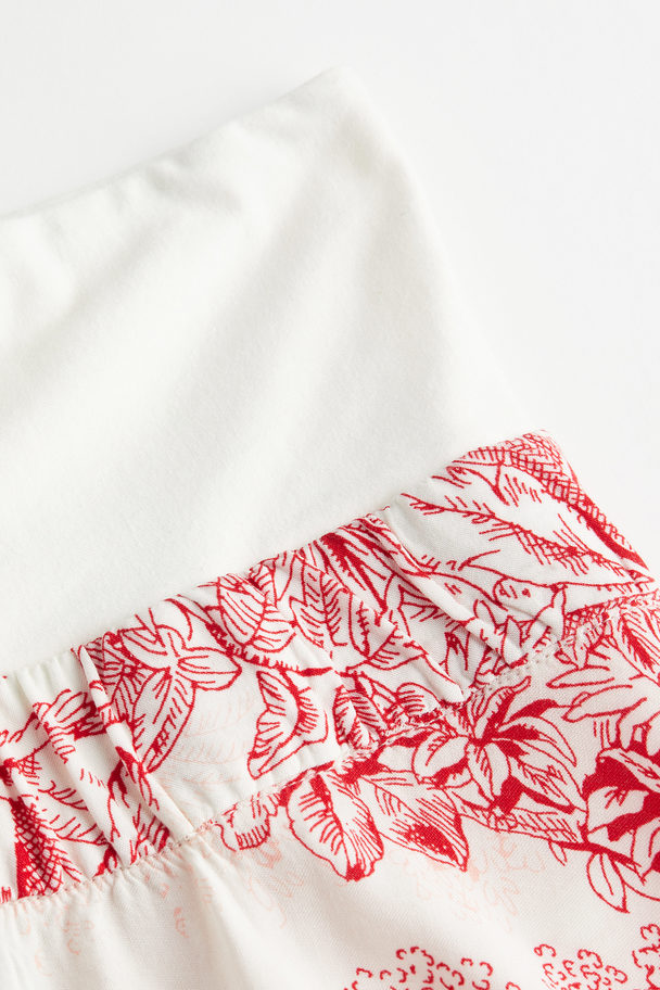 H&M MAMA Pull-on-Shorts Weiß/Rot gemustert