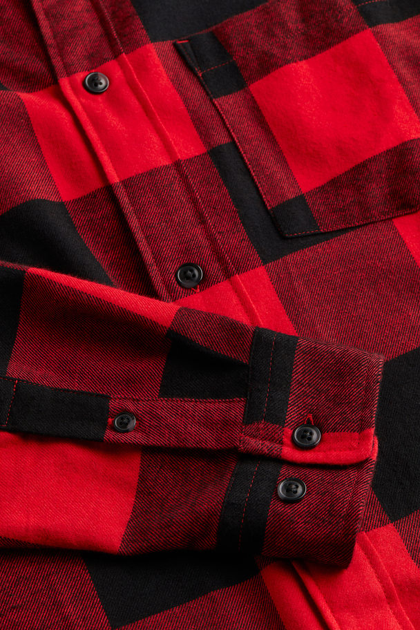 H&M Flanellskjorta Relaxed Fit Röd/rutig