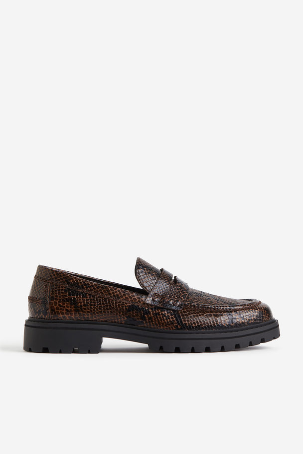 H&M Chunky Loafers Brown/snakeskin-patterned
