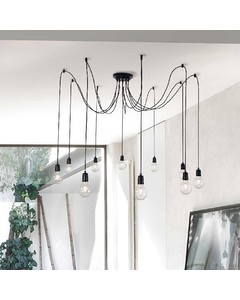 Homemania Wire Schorsing Lamp - Kroonluchter - Plafondmontage - Zwart In Metaal, 180 X 180 X 93 Cm, -