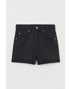 Jeansshorts Mom Fit Schwarz/Washed out