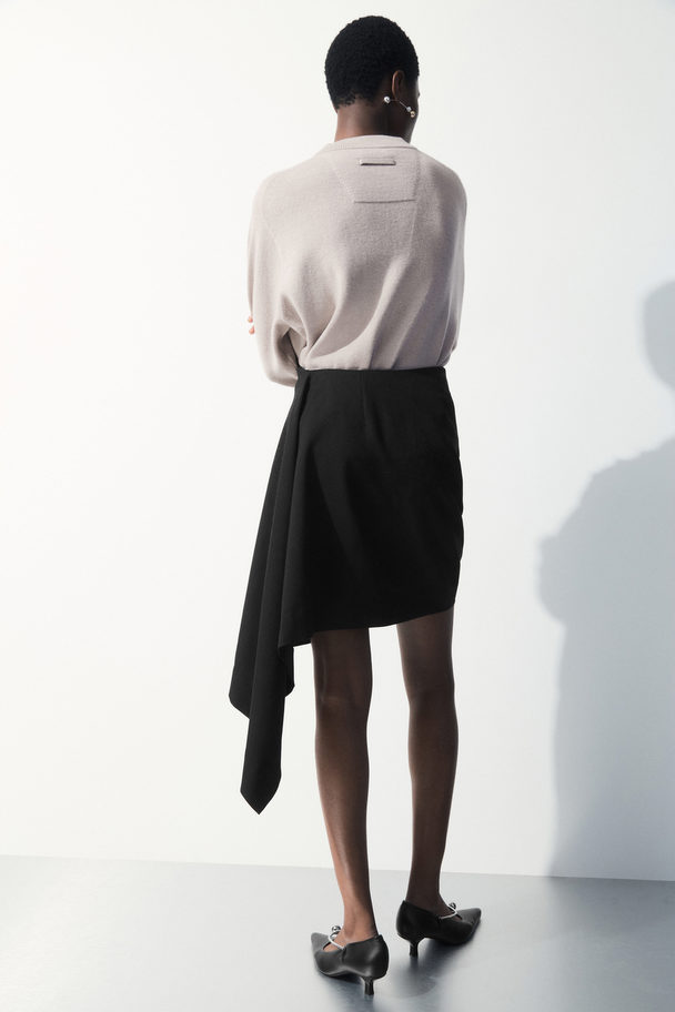 COS The Asymmetric Draped Mini Skirt Black