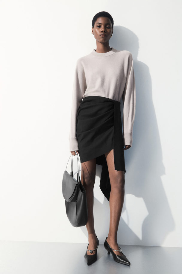 COS The Asymmetric Draped Mini Skirt Black