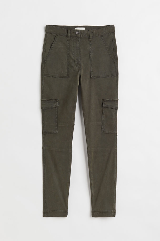 H&M Skinny Cargo Trousers Dark Green