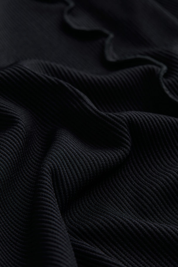 H&M Overlock-detail Jersey Top Black