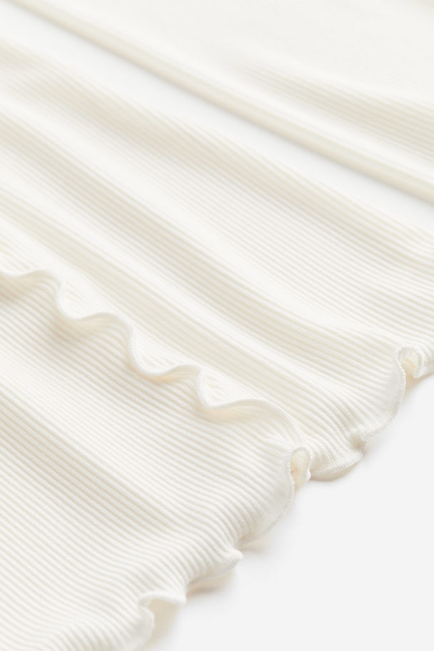H&M Overlock-detail Jersey Top White
