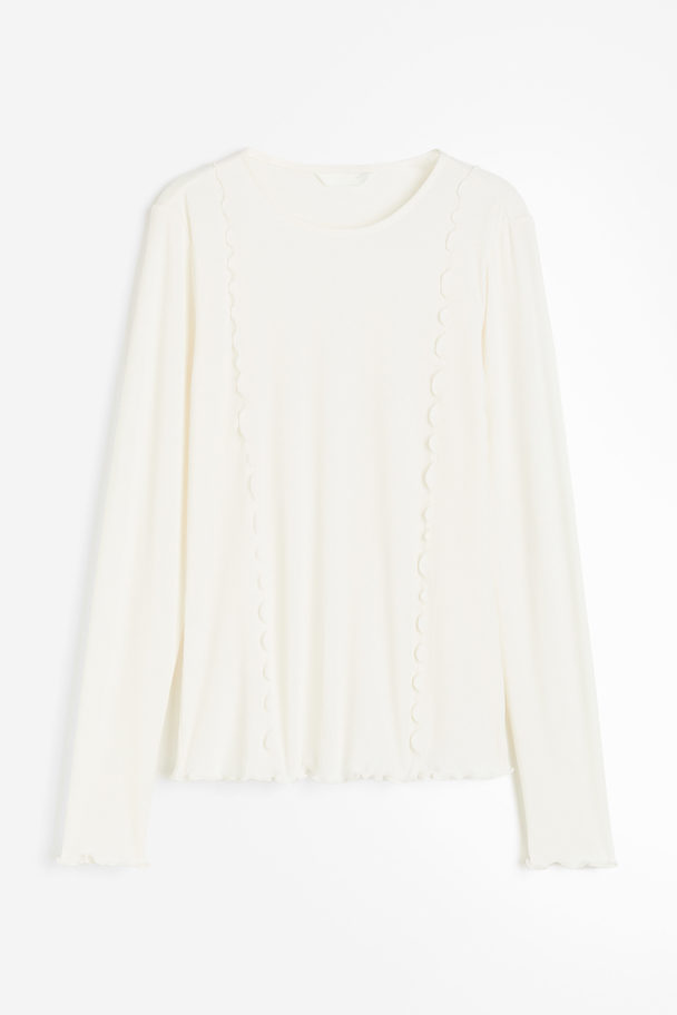 H&M Overlock-detail Jersey Top White