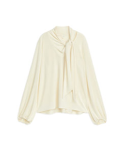 Scarf-collar Blouse Off White