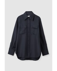 Silk Utility Shirt Dark Navy