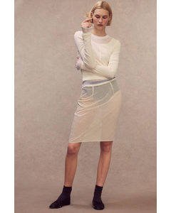 Rhinestone-embellished Skirt Light Beige