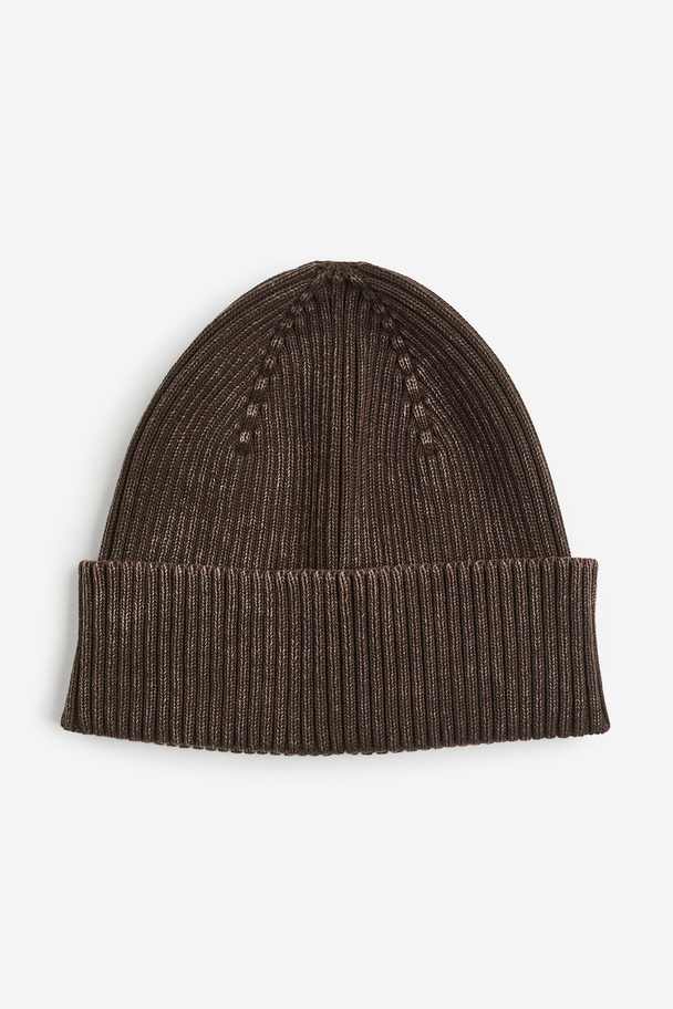 H&M Rib-knit Cotton Hat Brown