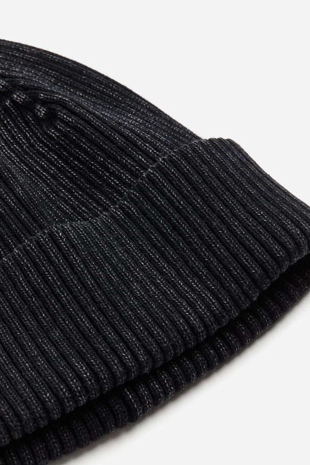 H&M Rib-knit Cotton Hat Black